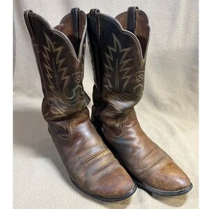 Ariat Heritage Brown Leather Western Cowboy Boots Mens Round Toe